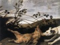 Galgo atrapando a un joven jabalí Frans Snyders perro